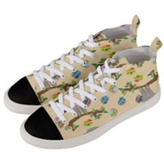 Sloth Neutral Color Cute Cartoon Men s Mid-top Canvas Sneakers by HermanTelo