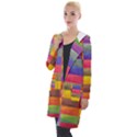 Abstract Background Geometric Hooded Pocket Cardigan View1