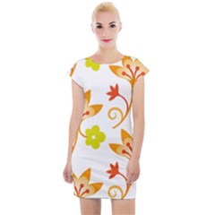 Pattern Floral Spring Map Gift Cap Sleeve Bodycon Dress by HermanTelo