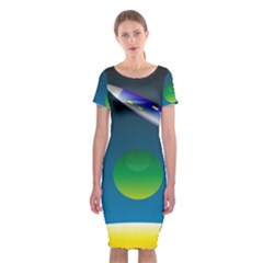 Rocket Spaceship Space Classic Short Sleeve Midi Dress by HermanTelo