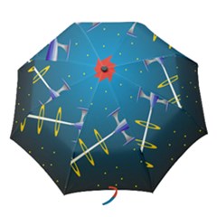 Rocket Spaceship Space Galaxy Folding Umbrellas by HermanTelo
