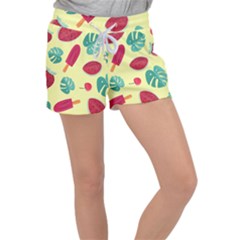 Watermelon Leaves Strawberry Women s Velour Lounge Shorts by Pakrebo