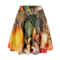 Pumpkin Vegetables Autumn High Waist Skirt by Pakrebo