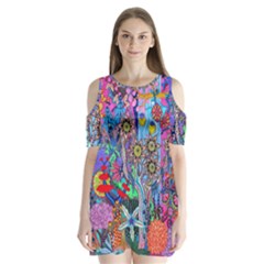 Abstract Forest  Shoulder Cutout Velvet One Piece by okhismakingart
