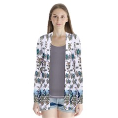 Blue Birds Of Happiness - White - By Larenard Drape Collar Cardigan by LaRenard