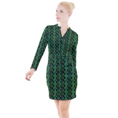 Abstract Pattern Graphic Lines Button Long Sleeve Dress by HermanTelo
