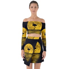 Moon Reflection Flamenco Animal Off Shoulder Top With Skirt Set by HermanTelo