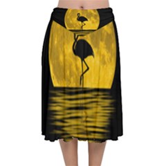 Moon Reflection Flamenco Animal Velvet Flared Midi Skirt by HermanTelo