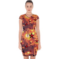 Star Radio Light Effects Magic Capsleeve Drawstring Dress  by HermanTelo