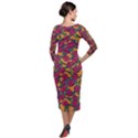 Roses  Quarter Sleeve Midi Velour Bodycon Dress View2