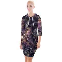 Amethyst Quarter Sleeve Hood Bodycon Dress by WensdaiAmbrose