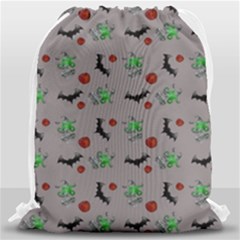 Halloween Witch Pattern Grey Drawstring Bag (large) by snowwhitegirl