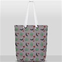 Halloween Witch Pattern Grey Full Print Rope Handle Tote (Small) View2