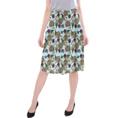 Cracked Doll Pattern Blue Midi Beach Skirt by snowwhitegirl