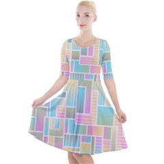 Color Blocks Abstract Background Quarter Sleeve A-line Dress by HermanTelo