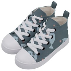 Fish Star Water Pattern Kids  Mid-top Canvas Sneakers by HermanTelo