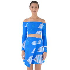 Fish School Bubbles Underwater Sea Off Shoulder Top With Skirt Set by HermanTelo