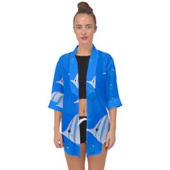Fish School Bubbles Underwater Sea Open Front Chiffon Kimono by HermanTelo