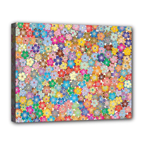 Floral Flowers Abstract Art Canvas 14  X 11  (stretched) by HermanTelo