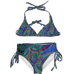 Fractal Abstract Line Wave Kids  Classic Bikini Set by HermanTelo