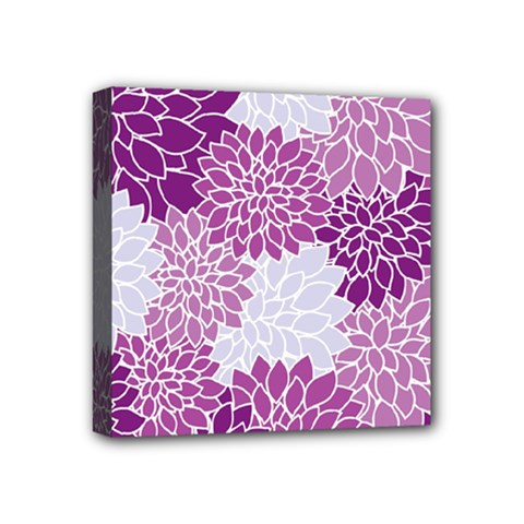 Floral Purple Mini Canvas 4  X 4  (stretched) by HermanTelo