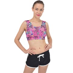 Illustration Reason Leaves V-back Sports Bra by HermanTelo