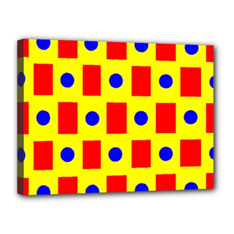 Pattern Circle Plaid Canvas 16  X 12  (stretched) by HermanTelo