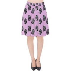 Girl Face Lilac Velvet High Waist Skirt by snowwhitegirl