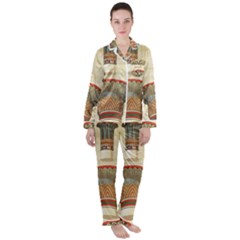Egyptian Architecture Column Satin Long Sleeve Pyjamas Set by Sapixe