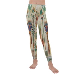 Egyptian Paper Papyrus Hieroglyphs Kids  Lightweight Velour Leggings by Sapixe