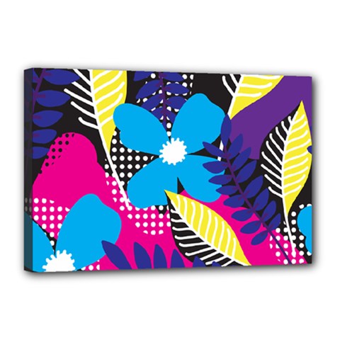 Pattern Leaf Polka Leaves Canvas 18  X 12  (stretched) by HermanTelo