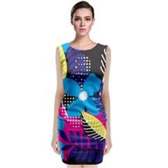 Pattern Leaf Polka Leaves Sleeveless Velvet Midi Dress by HermanTelo