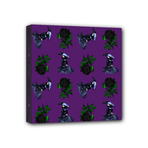 Gothic Girl Rose Purple Pattern Mini Canvas 4  X 4  (stretched) by snowwhitegirl