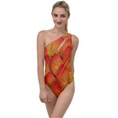Pattern Texture Leaf To One Side Swimsuit by HermanTelo