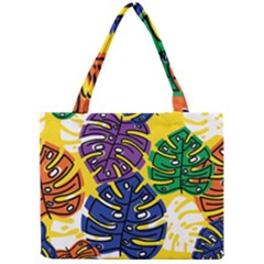 Pattern Leaves Grey Mini Tote Bag by HermanTelo