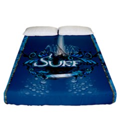 Sport, Surfboard With Water Drops Fitted Sheet (california King Size) by FantasyWorld7