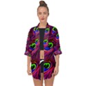 Peacock Feathers Color Plumage Open Front Chiffon Kimono View1