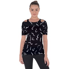 Scribbles Lines Painting Shoulder Cut Out Short Sleeve Top by HermanTelo