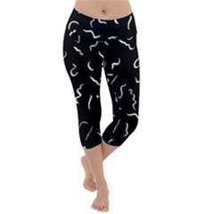 Scribbles Lines Painting Lightweight Velour Capri Yoga Leggings by HermanTelo