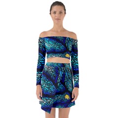 Sea Coral Stained Glass Off Shoulder Top With Skirt Set by HermanTelo