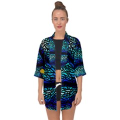 Sea Coral Stained Glass Open Front Chiffon Kimono by HermanTelo