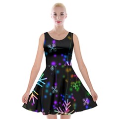 Snowflakes Velvet Skater Dress by HermanTelo