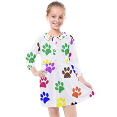 Pawprints Paw Prints Paw Animal Kids  Quarter Sleeve Shirt Dress by Sapixe