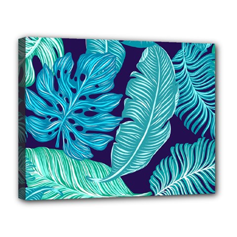 Tropical Greens Leaves Banana Canvas 14  X 11  (stretched) by HermanTelo