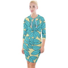 Leaves Dried Quarter Sleeve Hood Bodycon Dress by Mariart