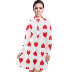 Heart Red Love Valentines Day Long Sleeve Chiffon Shirt Dress by Bajindul