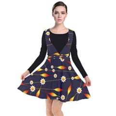 Flower Buds Floral Background Plunge Pinafore Dress by Bajindul