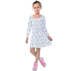 Music Notes Background Wallpaper Kids  Long Sleeve Velvet Dress by Bajindul