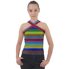 Pattern Background Cross Neck Velour Top by Bajindul