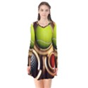 Sport Ball Tennis Golf Football Long Sleeve V-neck Flare Dress View1